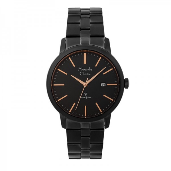 Alexandre Christie AC 1007 Full Black Rosegold Tick MDBIPBARG